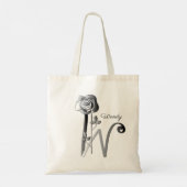 Monogram W handgeschreven met Roos Naam Canvas tas (Achterkant)