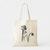 Monogram W handgeschreven met Roos Tote Bag (Achterkant)