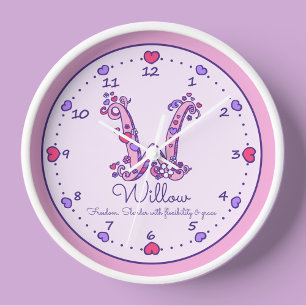 Monogram W harten meisjes naam betekenis roze klok