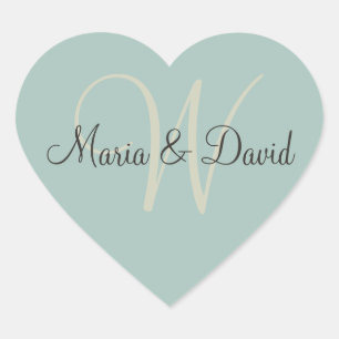 Monogram W hartstickers   Envelopzegels Hart Sticker