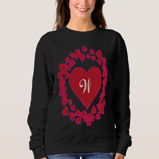 Monogram W  Heart Wreath Shape Trui (Voorkant)