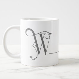Monogram W in prachtige Scroll Typografie Grote Koffiekop