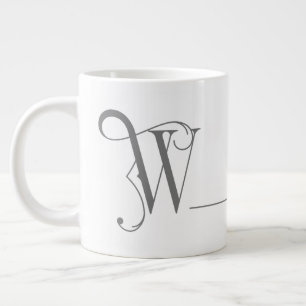 Monogram W in prachtige Scroll Typografie Grote Koffiekop