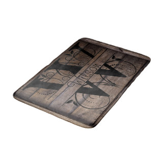Monogram W Initiaal Bath, Kitchen Mat Cabin Rustic