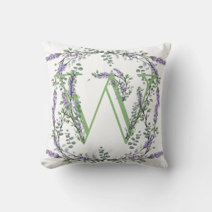Monogram W lavendel Eucalyptus Kussen