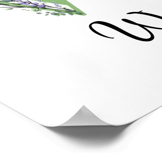 Monogram W Lavendel Eucalyptus Poster kinderkamer  (Hoek)