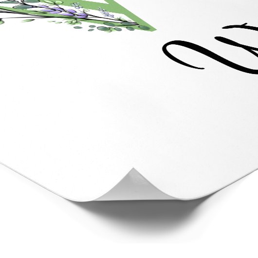 Monogram W Lavendel Eucalyptus Poster kinderkamer (Hoek)