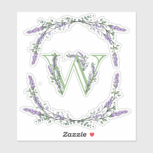 Monogram W lavendel Eucalyptus Sticker (Vel)