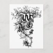 Monogram W met Thistle Flowers Briefkaart (Voorkant)