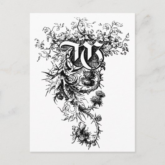 Monogram W met Thistle Flowers Briefkaart (Voorkant)