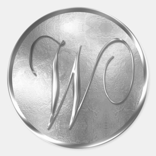 Monogram W NONMETALLIC Silver Envelope Seal Ronde Sticker (Voorkant)