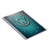 Monogram W op turquoise druipende glitters Notitieboek (Rechterzijde)