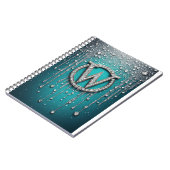 Monogram W op turquoise druipende glitters Notitieboek (Linkerzijde)