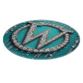 Monogram W op turquoise druipende glitters Snijplank (Hoek)