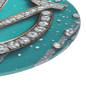 Monogram W op turquoise druipende glitters Snijplank (Hoek)