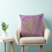 Monogram W Paarse Bloem Trouwdag Verjaardag Kussen (Stoel)