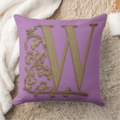 Monogram W Paarse Bloem Trouwdag Verjaardag Kussen (Deken)