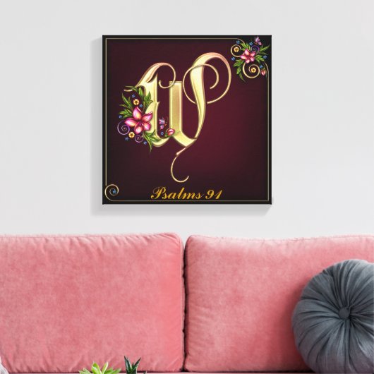 Monogram W Premium Wrapped Canvas (gloss) Afdruk (Insitu (Woonkamer))