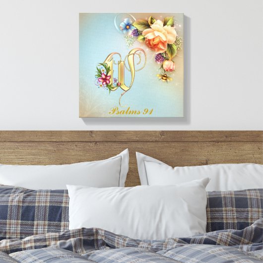 Monogram W Premium Wrapped Canvas (gloss) Afdruk (Insitu (Slaapkamer))