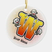 Monogram W sokaap Keramisch Ornament (Voorkant)