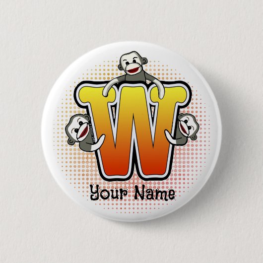 Monogram W Sokker Aap Ronde Button 5,7 Cm (Voorkant)
