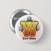 Monogram W Sokker Aap Ronde Button 5,7 Cm (Voorkant /achterkant)