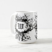 Monogram W zwart-wit Retropatroonpatroon Koffiemok (Voorkant links)