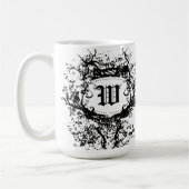 Monogram W zwart-wit Retropatroonpatroon Koffiemok (Links)