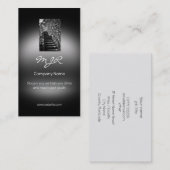 Monogram, waar uw stappen leiden, metallisch effec visitekaartje (Voorkant / Achterkant)