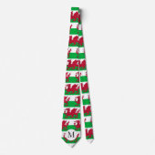 Monogram Wales vlag Welshe rode draak Nekdas Stropdas (Voorkant)
