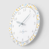 Monogram Wall Clock Scandinavian Floral Grote Klok (Hoek)