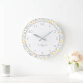 Monogram Wall Clock Scandinavian Floral Grote Klok (Huis)