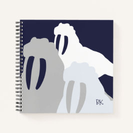Monogram Walrus Blue - Aangepast spiraal notebook Notitieboek