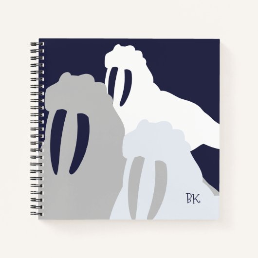 Monogram Walrus Blue - Aangepast spiraal notebook Notitieboek (Voorkant)