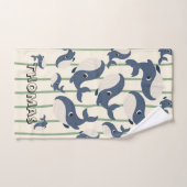 Monogram walvispatroon Strepen Handdoek (Handdoek)