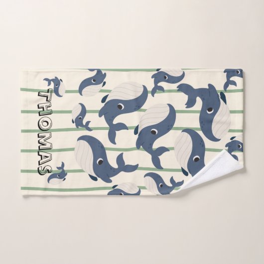 Monogram walvispatroon Strepen Handdoek (Handdoek)