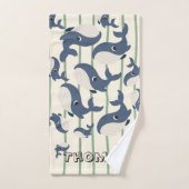 Monogram walvispatroon Strepen Handdoek (Handdoek)