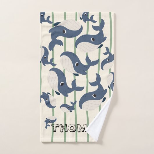 Monogram walvispatroon Strepen Handdoek (Handdoek)