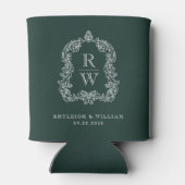 Monogram Wapen Bosgroene Huwelijk Blikjeskoeler (Achterkant)