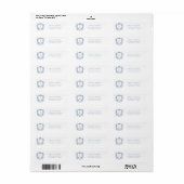 Monogram Wapen Franse Rozen Blauwe Trouwadres Etiket (Full Sheet)