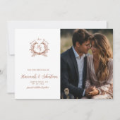 Monogram Wapen Huwelijksfoto Save The Date (Voorkant)