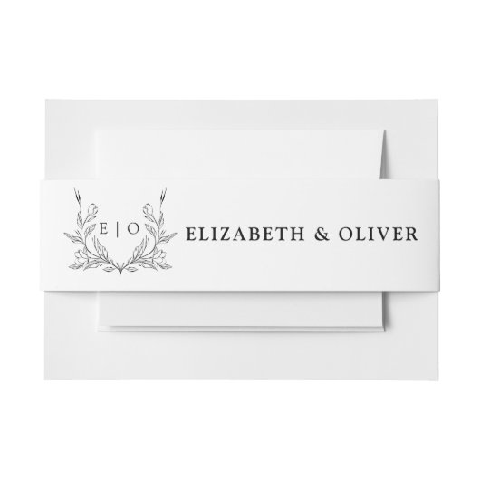 Monogram Wapen Huwelijksuitnodiging Buikband Uitnodigingen Wikkel (Voorkant Voorbeeld)