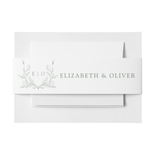 Monogram Wapen Huwelijksuitnodiging Buikband Uitnodigingen Wikkel (Voorkant Voorbeeld)