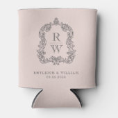 Monogram Wapen Roze Trouw Blikjeskoeler (Voorkant)