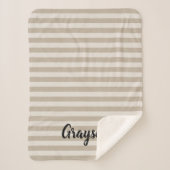 Monogram wapenhouse Beige Stripes Sherpa Deken (Voorkant)