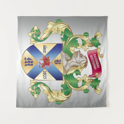 Monogram Wapenmantel Silver Knight Shield Dragon Wandkleed (Voorkant (horizontaal))