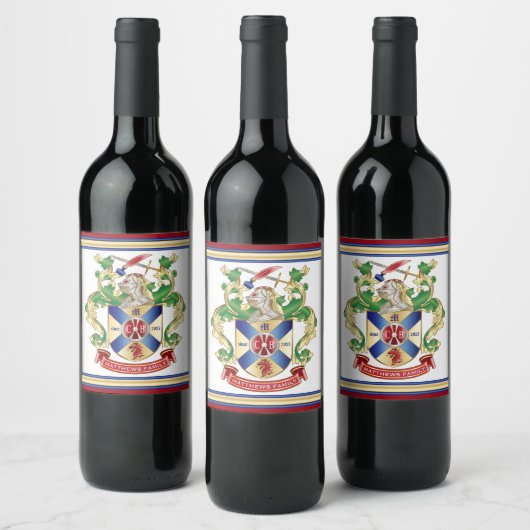 Monogram Wapenmantel Silver Knight Shield Dragon Wijn Etiket (Flessen)
