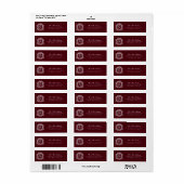 Monogram Wapenrode Huwelijks Retouradres Etiket (Full Sheet)