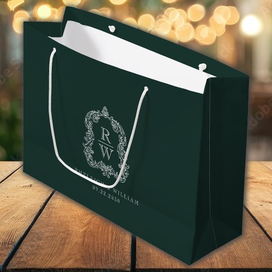 Monogram Wapenschild Bosgroen Huwelijk Groot Cadeauzakje