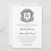 Monogram Wapenschild Elegante Formele Bruiloft Kaart (Voorkant)